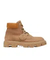 Moncler Peak City Suede Leather Lace-up Boots In Brown