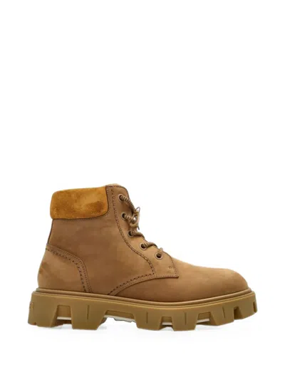 Moncler Peak City Suede-panelled Chunky-sole Boots In Neutrals