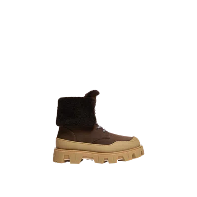 Moncler Peak Snowcap Shearling-trimmed Nubuck Ankle Boots In Brown