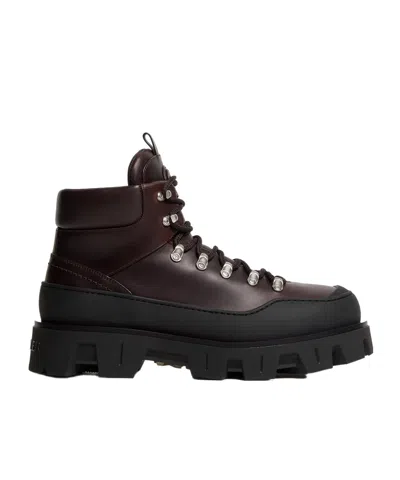 MONCLER PEAK TREK LEATHER ANKLE BOOTS