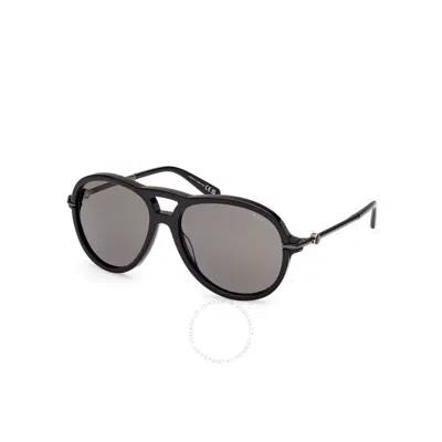 Moncler Peake Smoke Pilot Men's Sunglasses Ml0288 01a 60 In Black