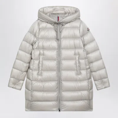 MONCLER MONCLER PEARL BEIGE NYLON LAQUÉ DOWN JACKET