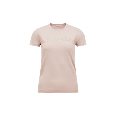 Moncler Pearl-embroidered Logo Cotton T-shirt Pink