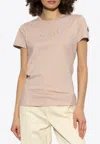 Moncler Pearl Embroidered Logo T-shirt In Pink