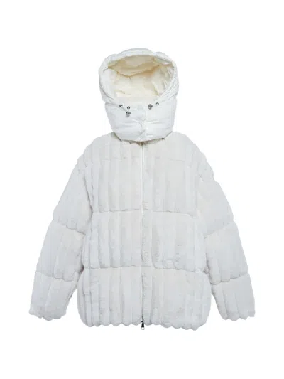 Pre-owned Moncler Pedrix Faux-fur Down Jacket In White