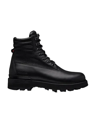 Moncler Peka Lace-up Leather Boots In Black