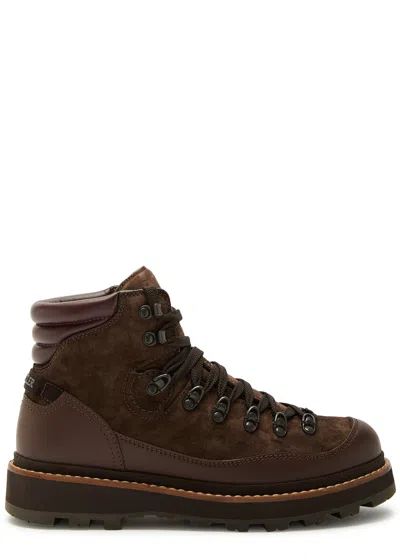 Moncler Peka Trek Suede Hiking Boots In Brown