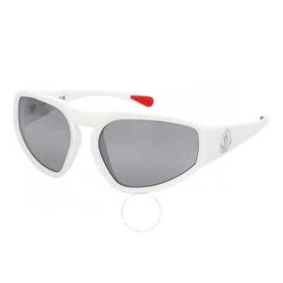Moncler Pentagra Smoke Mirrored Wrap Men's Sunglasses Ml0248 21c 62 In White