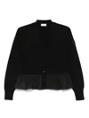 Moncler Cashmere Blend Cardigan Peplum Hem In Black