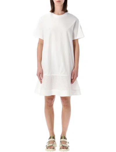 Moncler Perforated Hem T-shirt Dress In White