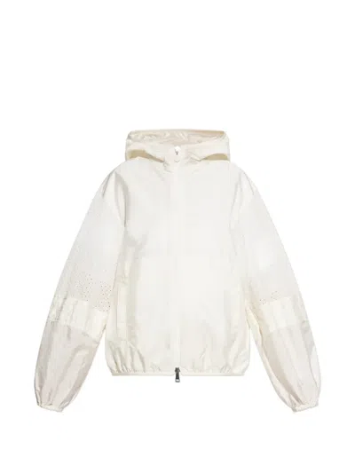 Moncler Perforated Hooded Jacket In Neutral