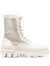 Moncler Woman Ankle Boots Light Grey Size 8 Leather In Nude