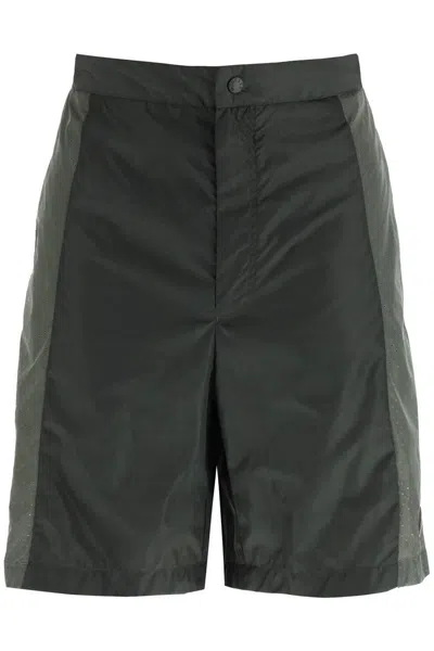 Moncler Perforated Nylon Shorts In Green