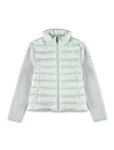 Moncler Performance Knit Cardigan With Turtleneck For Girls In Green
