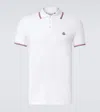 Moncler Cotton Piquet Polo Shirt With Tricolor Trim In Multi