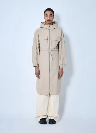 Moncler Peronne Long Parka Jacket In Beige