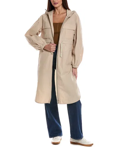 Moncler Peronne Long Parka In Tan