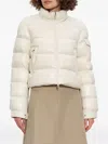 Moncler High Collar Quilted Jacket And Pockets In Neutral