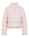 Moncler Short Down Puffer Jacket With High Collar In Neutral