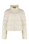 Moncler Short Down Puffer Jacket With High Collar In Neutral