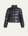 Moncler Womens Black Petra Crop Shell-down Jacket In Blue