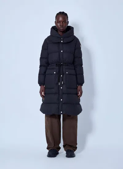 Moncler Pic Hooded Long Down Coat In Multi