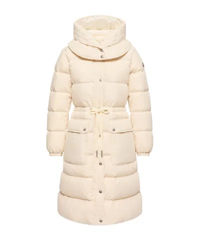 Moncler Pic Hooded Long Down Jacket In White