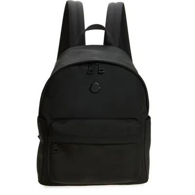 Moncler Pierrick Nylon Backpack Large Front Pocket In Black