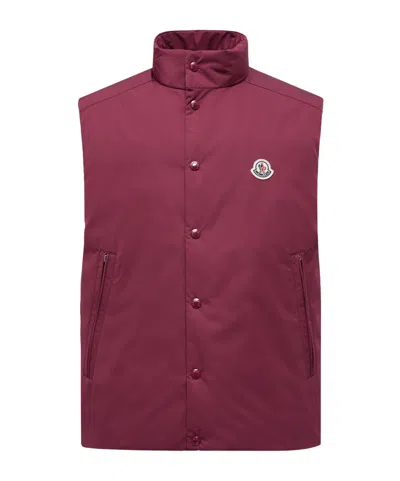 Moncler Pilat Short Down Vest In Purple