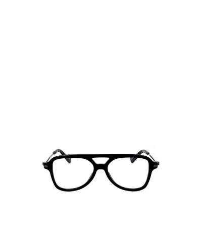 Moncler Pilot-frame Open-bridge Glasses In Black