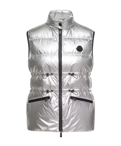 Moncler Pin Down Vest In Metallic