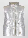 Moncler Pinchot High Collar Sleeveless Padded Gilet In Silver
