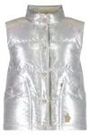 Moncler Pinchot High Collar Sleeveless Padded Gilet In Silver