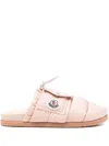Moncler Mon Pocket Slippers With Soft Padded Design And Logo Patch In Pink