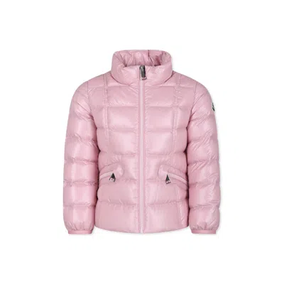 Moncler Kids' Pink Ainay Down Jacket For Girl With Logo