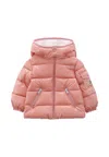 Moncler Pink Bady Down Jacket For Baby Girl With Logo In Pink