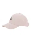 Moncler Pink Baseball Cap With Logo Patch In Cotton Woman In Pink
