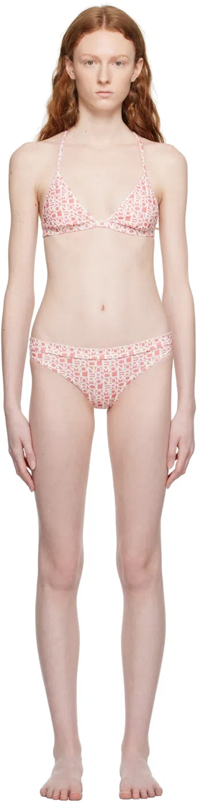 Moncler Logo-print Stretch Bikini In Pink
