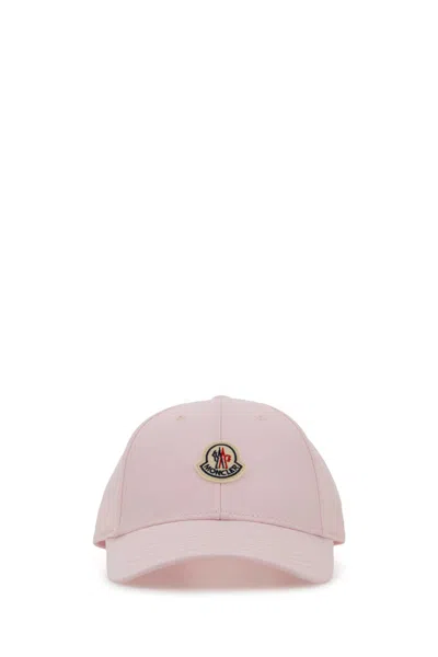 Moncler Pink Cotton Baseball Cap In Metallic