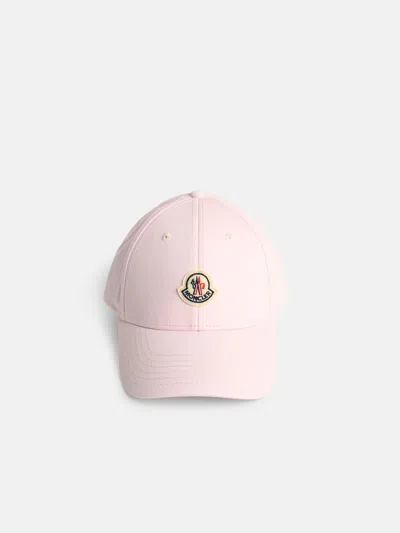 Moncler Pink Cotton Cap In Metallic