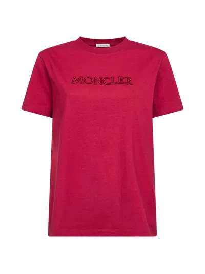 Moncler Logo Detail Crew Neck Short Sleeve T-shirt In Burgundy