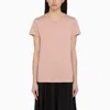 MONCLER MONCLER PINK COTTON T SHIRT WITH LOGO PATCH