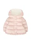 Moncler Pink Down Jacket For Baby Girl With Logo In Pink