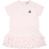 MONCLER PINK DRESS FOR BABY GIRL WITH LOGO