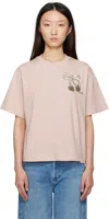 Moncler Pink Embroidered Cherry Logo Cotton T-shirt In Pink