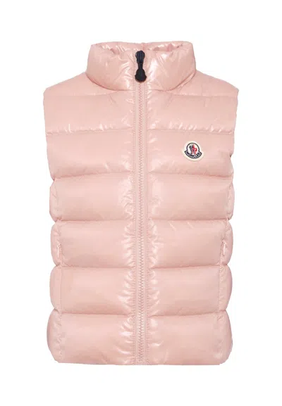 Moncler Kids' Pink Ghany Vest For Girl With Logo