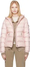 Moncler Pink Gles Hooded Short Down Jacket In 529 Pink