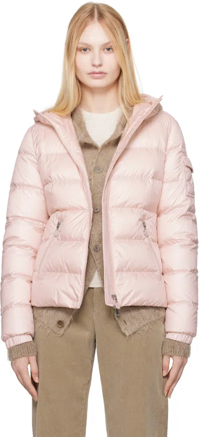 Moncler Pink Gles Hooded Short Down Jacket In 529 Pink