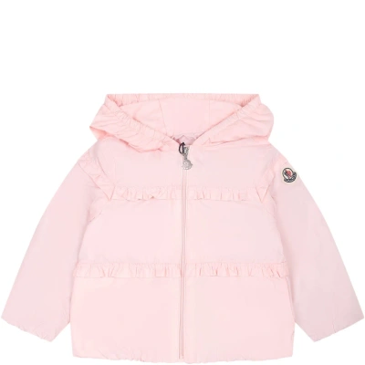 Moncler Kids' Pink Hiti Windbreaker For Baby Girl With Logo In Pink & Purple