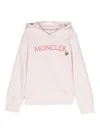 MONCLER PINK HOODIE WITH EMBROIDERED LETTERING LOGO